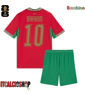 Marocco Brahim Diaz #10 Prima Maglia Bambino Mondiali 2026 Manica Corta (+ Pantaloni corti)
